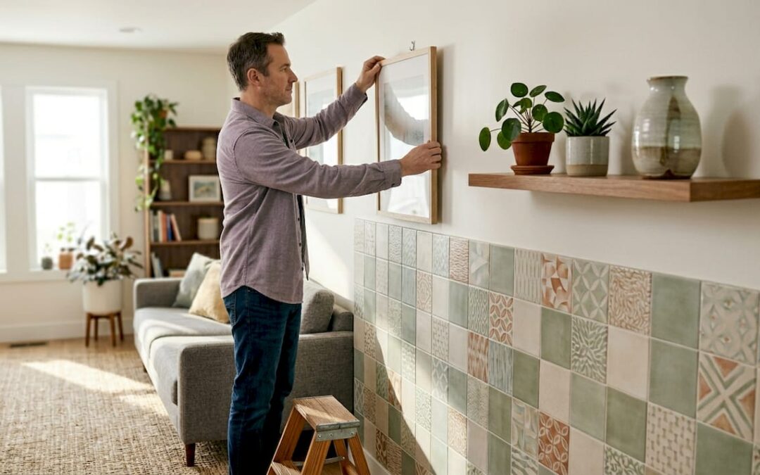 Eine geflieste Wand im Wohnzimmer – dekorativ und praktisch zugleich