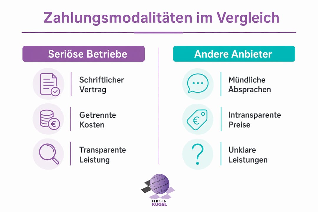 Übersicht: Zahlungsarten und Vertragskonditionen im direkten Vergleich