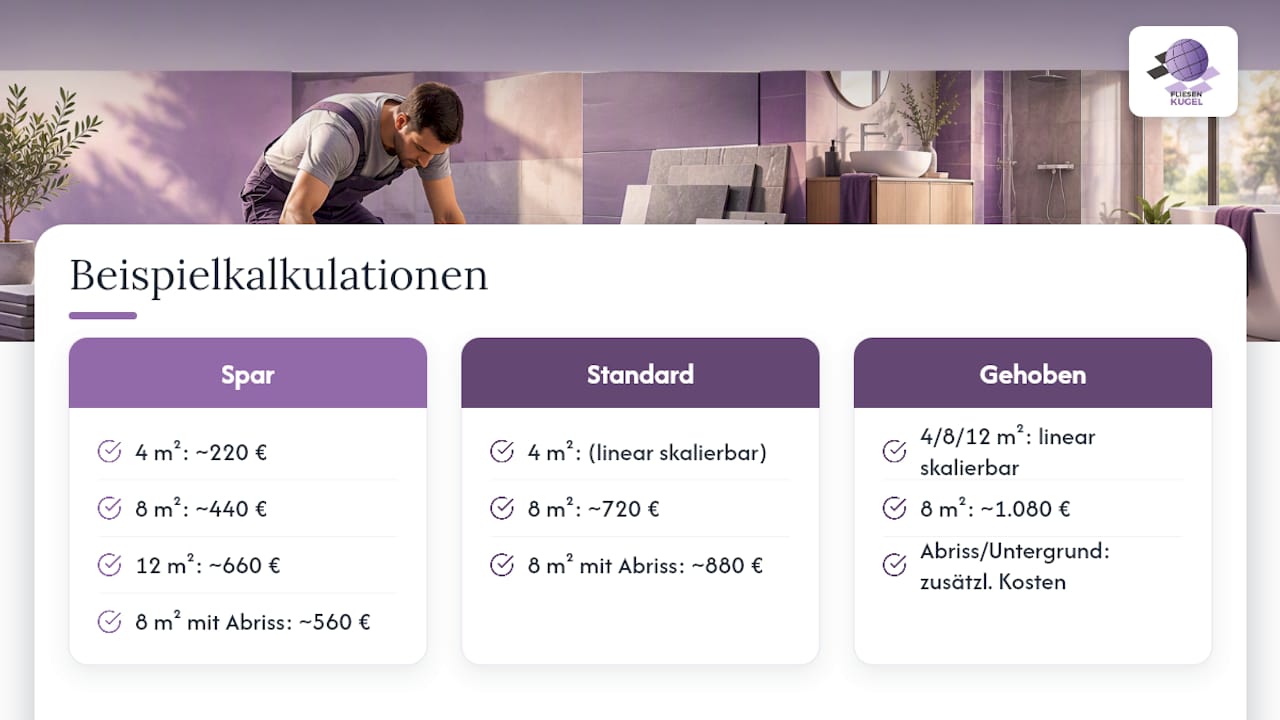 Vergleichende Kostenübersicht für Badfliesen